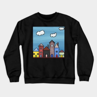 Whimsical City Street Crewneck Sweatshirt